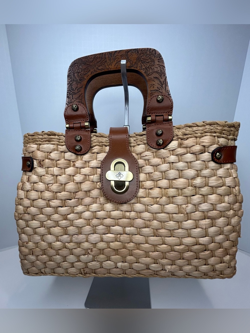 Patricia Nash Valpiana Straw Handle Satchel Bag - Picture 6 of 11